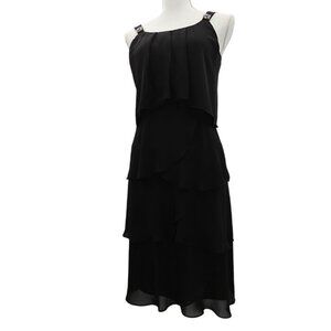 Dressbarn Black Rhinestone Strap Tiered Chiffon Dress Homecoming Party Fairy 8